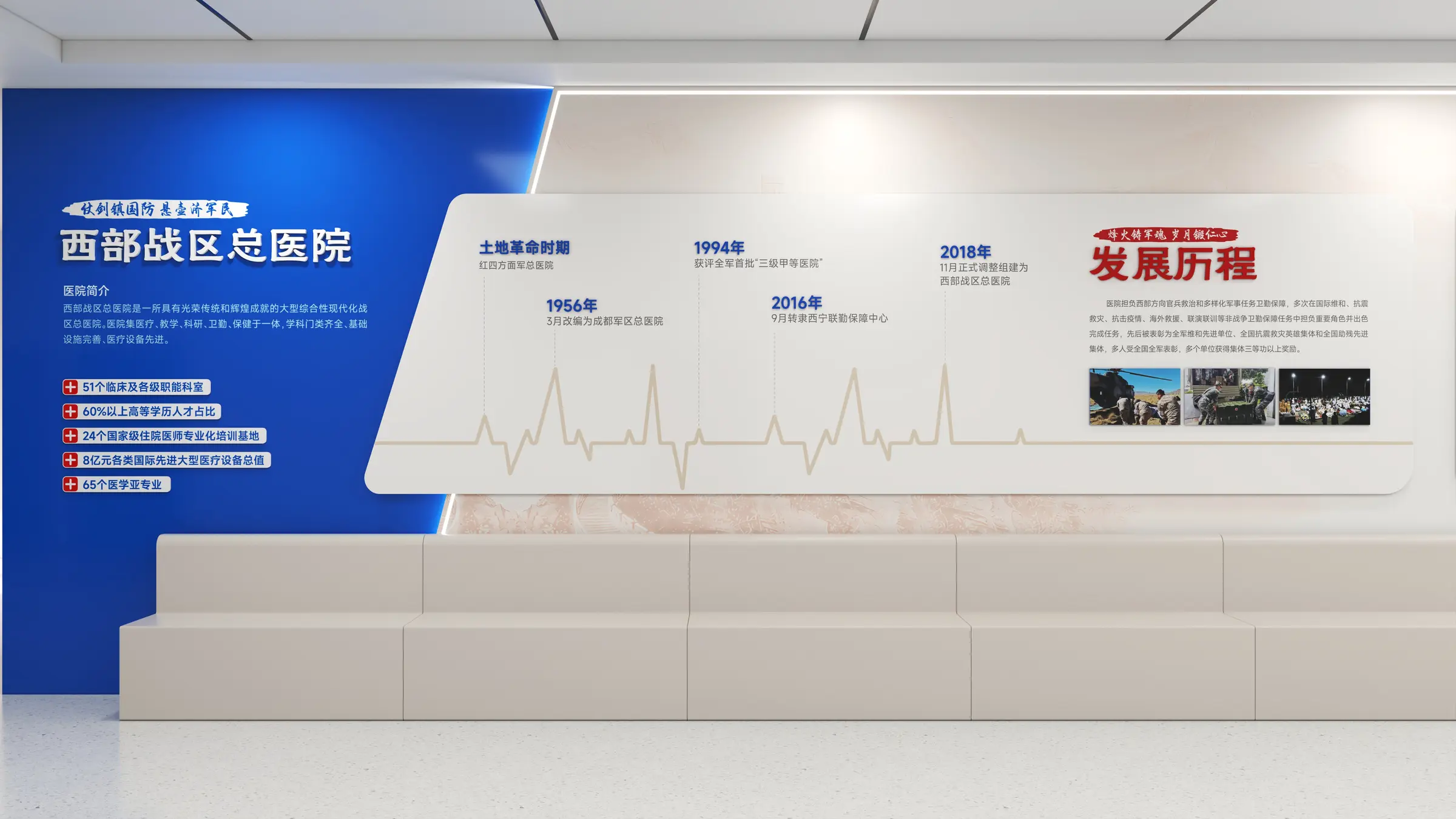 西部战区医院文化墙设计案例图片 1